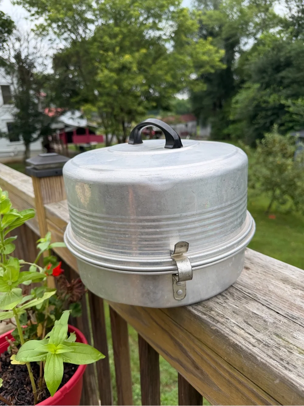Vintage Regal Aluminum Cake & Pie Carrier: 2-Tier Locking Rustic Patina 1950’s